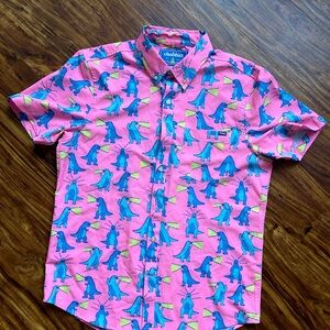 Chubbies Pink Dinosaur Print Men's Shirt